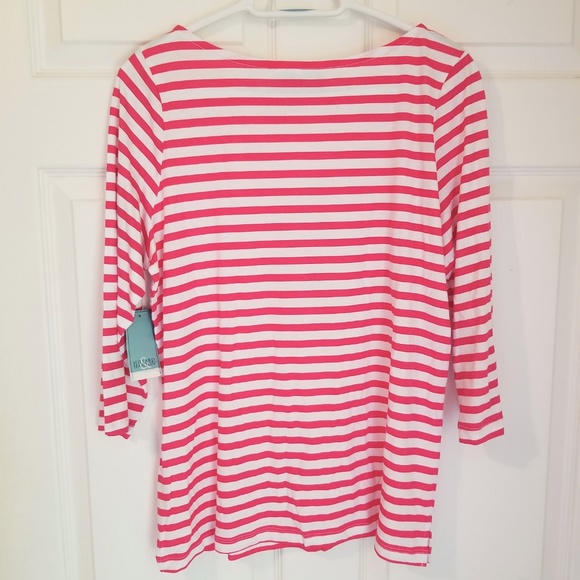 Hillard & Hanson Knit Top NWT Pink White Floral - Picture 5 of 6